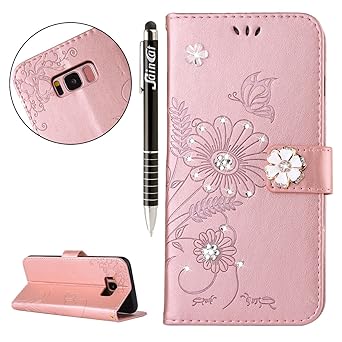 SainCat Retro PU Leder Hülle Brieftasche Folio Glänzend Glitzer Schutzhülle Handytasche Ledertasche Standfunktion Magnetversc