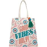 Karma, Canvas Tote Bag for Women, Canvas Beach Bag, Reusable Shopping Bags, Shoulder Bag Reusable Grocery Bags, Good Vibes Only