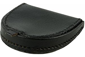 Oakridge Leather Mens Leather Coin Tray Change Holder, Black, Coin Pouch