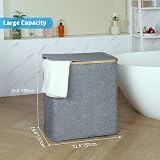 efluky 140L Laundry Baskets with Lid 2 Compartments Blue Grey view 4