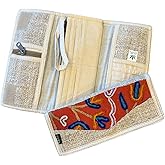 Asatre Hemp Tri-Fold Embroidered Wallet – Eco-Friendly, Durable, Vegan Wallet with Multiple Card Slots – Lightweight, Handmade Natural Fiber Wallet for Women (Orange)