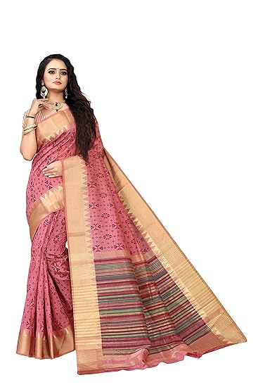 SF INDIAN SAREE women's Pure organic cotton handloom silk saree with blouse