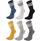 Women Toe Socks 5 Finger Cotton Wicking Athletic 6 Pack 3 Pack