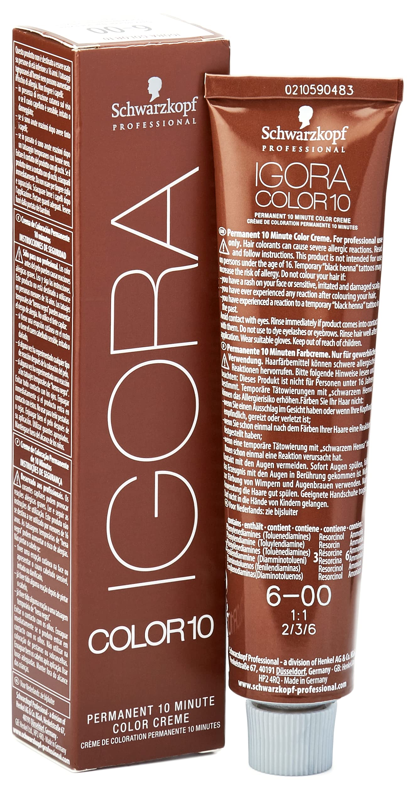 Photo 1 of Schwarzkopf Professional Igora Color10 6-00 60ml Brown Permanent Hair Color Cream, Cruelty Free, Ammonia Free