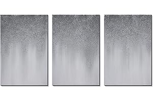 3Hdeko - 3D Silver Glitter Abstract Canvas Wall Art 60X30inch 100% Hand-painted Gradient Gray Textured Painting for Living Room Bedroom, Large 3 Piece Modern Gray Home Decor, Ready to Hang