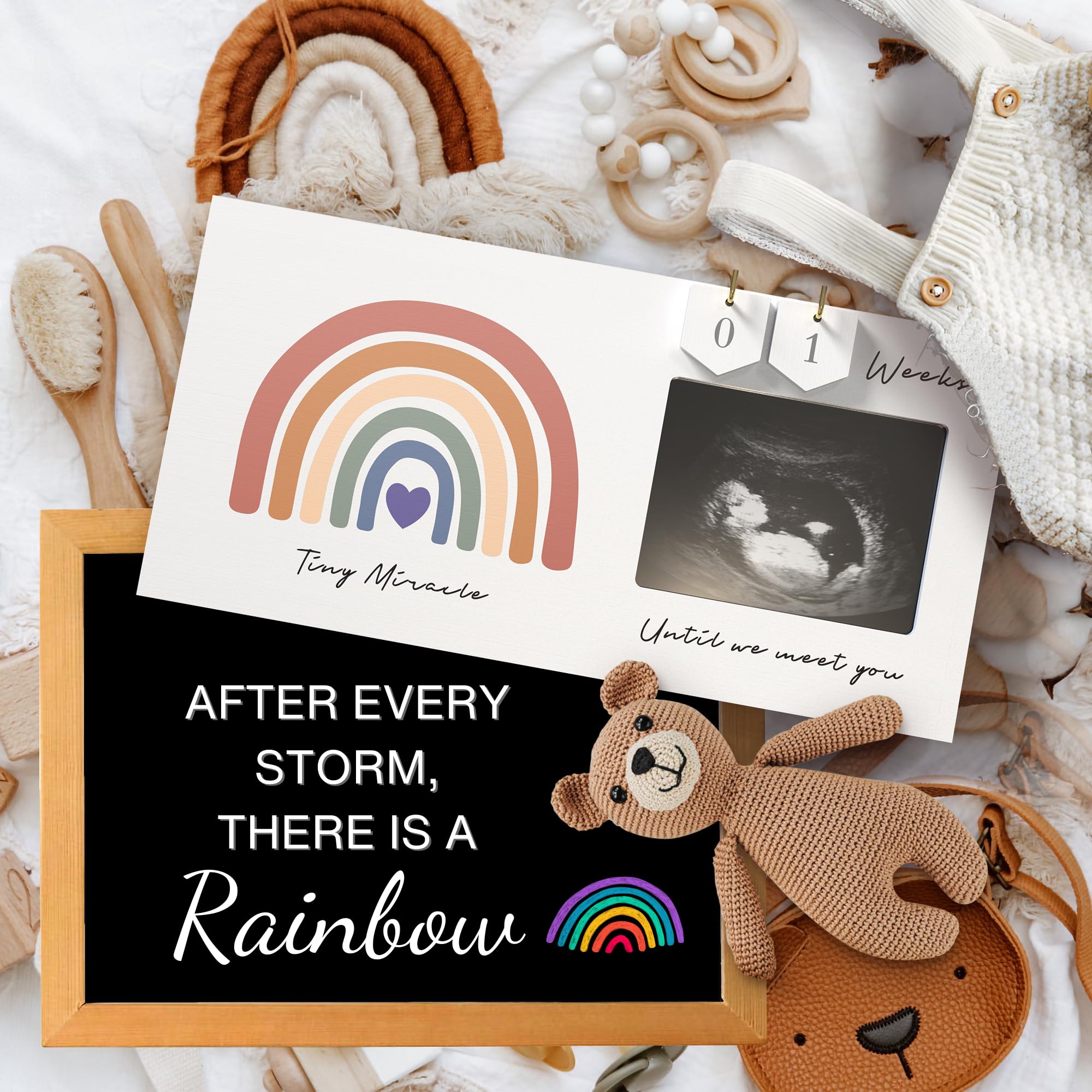 Rainbow Baby Sonogram Picture Frame Countdown Weeks, Pregnancy Announcement Ideas, 4