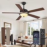 Fanbulous 56" Ceiling Fans with Lights, Rustic Ceiling Fan with Dimmable LED Light, Remote/APP Control,5 Dual Finish Blades,6