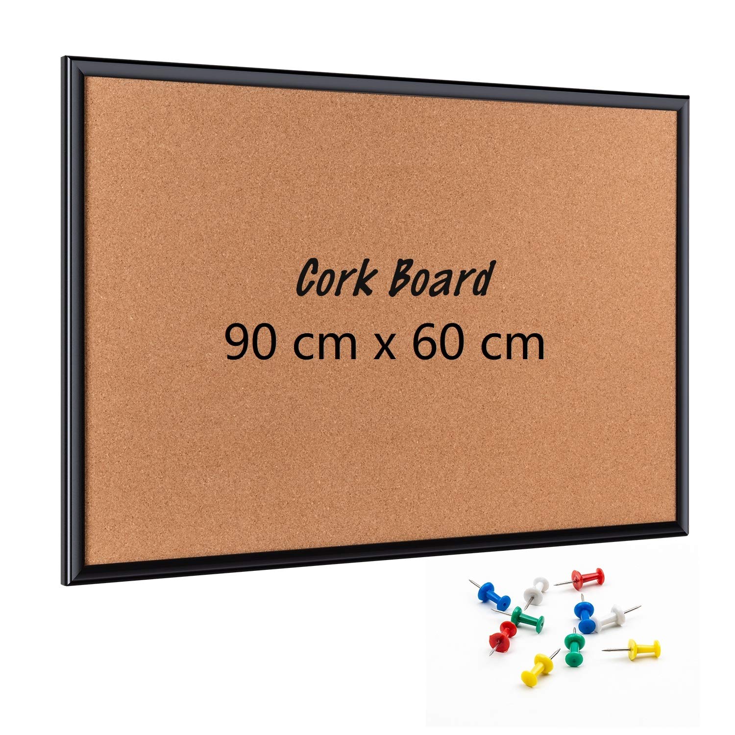 Cork Notice Board 90x60 cm with Free Pins Pan Screw Anchor Amazon