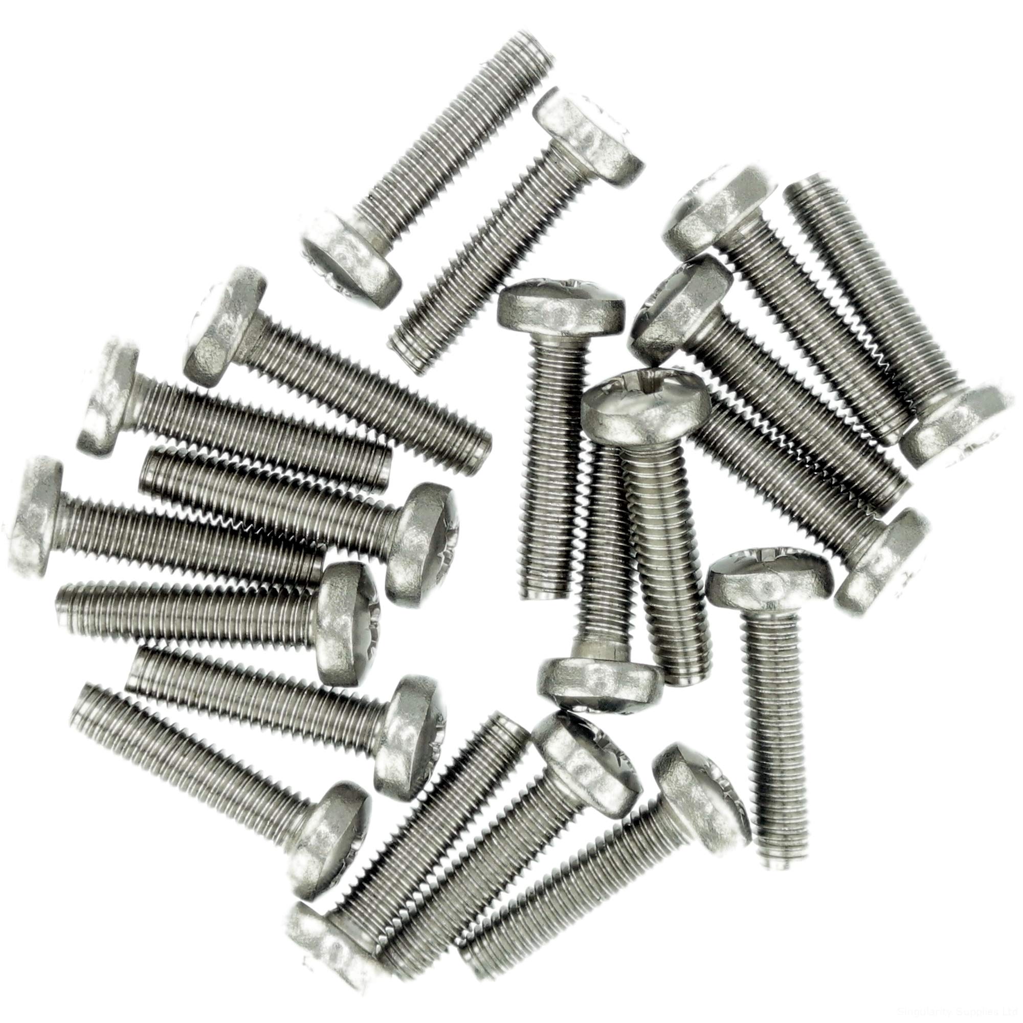 M6 (6mm x 12mm) Pozi Pan Thread Rolling Screw - Stainless Steel (A2) (Pack of 20)