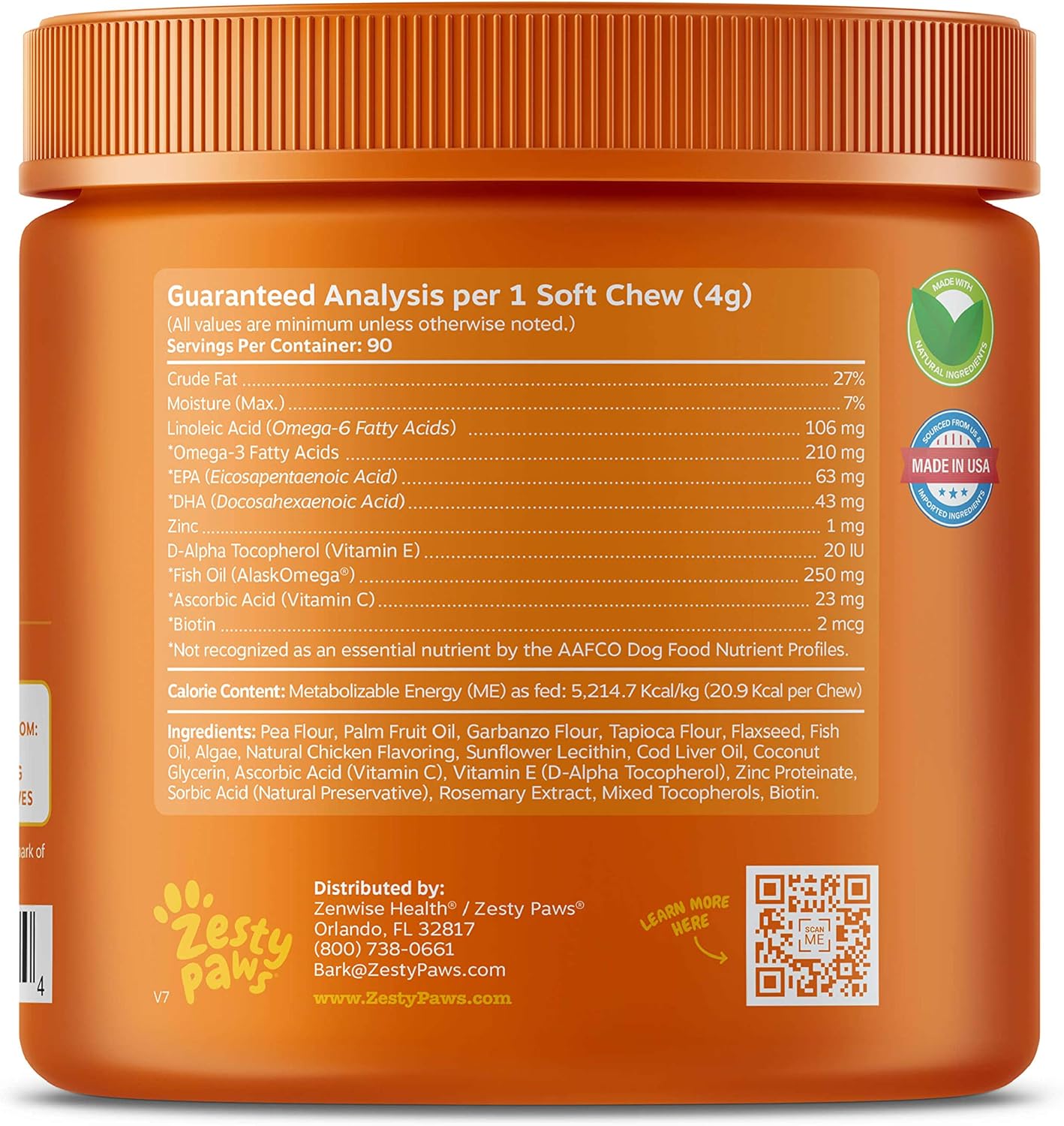 Zesty Paws Omega 3 Alaskan Fish Oil Chew Treats for Dogs with