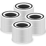 PETOX Core 300 Replacement Filter for LEVOIT Core 300 Core 300-P Core 300S Vortex Air Air Purifier, 3-in-1 H13 Grade True HEPA High-Efficiency Activated Carbon, Core 300-RF, 4 Pack, White
