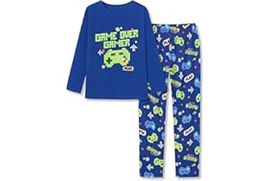 Topgal Boys 2-Piece Pajamas Gamer Ninja Motorcycle Balls-Themed Kids' Comfy Long Sleeve Pants Sleepwear PJS Size 6-18