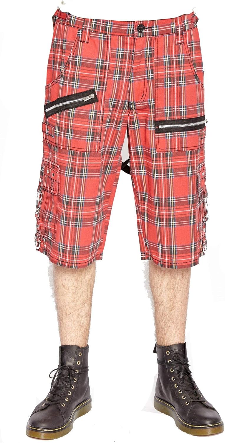 red plaid punk pants
