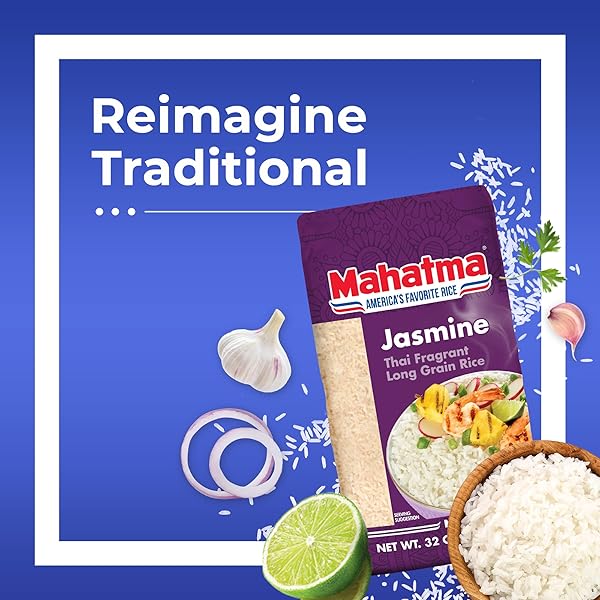 MAHATMA JASMINE, 2LB BAG OF RICE, THAI, INDIAN, OR CAMBODIAN FRAGRANT FLAVORED RICE, STOVETOP OR MICROWAVE