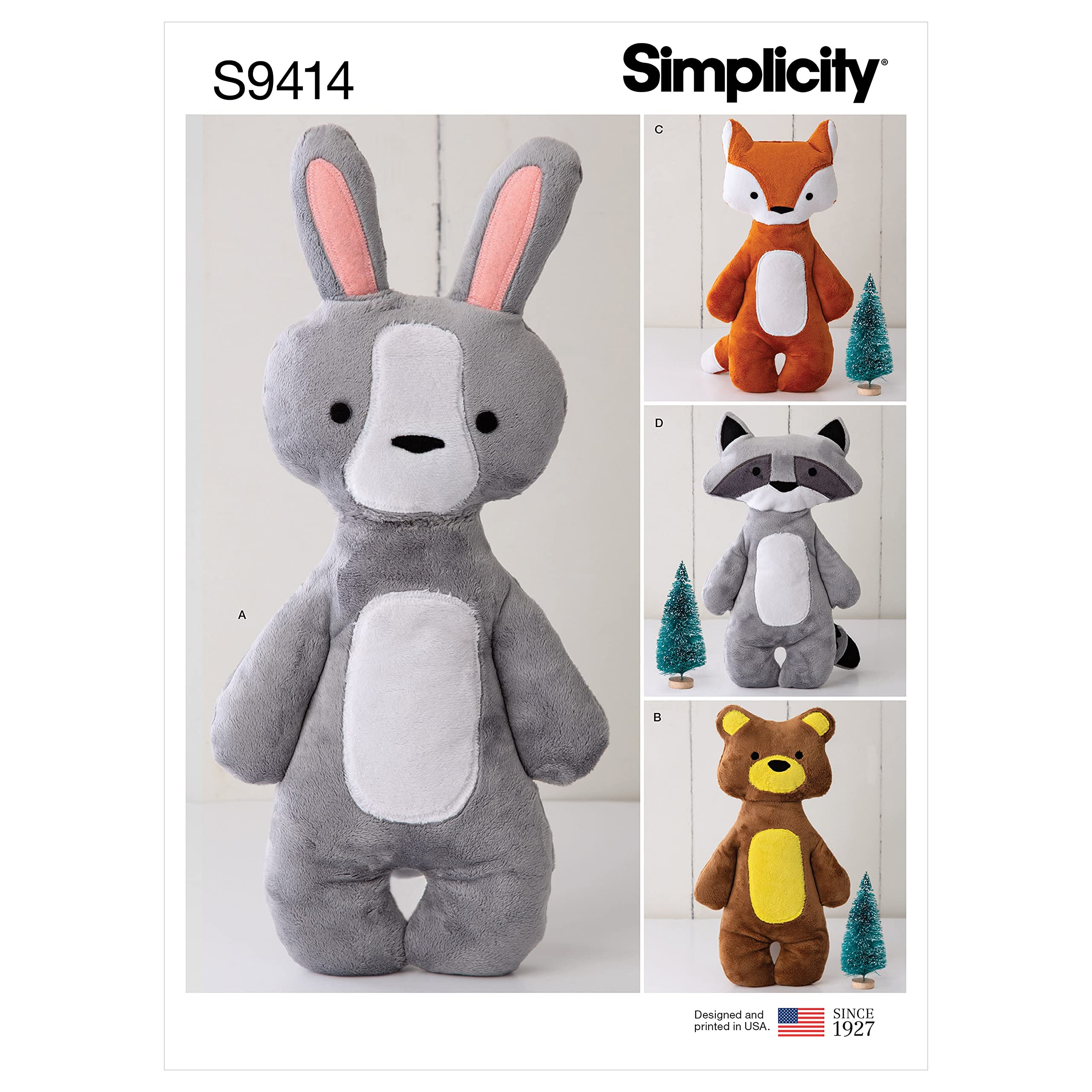 Simplicity Sewing Pattern S9414 Soft Toy Animals, one Size fits All