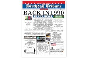 STUFF4 34th Birthday Poster Unframed - Back In 1990 Newspaper - Happy 34th Birthday Gifts for Men Women Vintage Retro Born In 1990, 8x10 Inch Thirty-Four Thirty-Fourth Bday Party Decor Decoration
