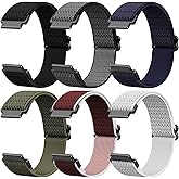 XINGMALY 6-Pack Elastic Nylon Watch Bands for BIGGERFIVE Brave 2 Smartwatch, Lightweight Soft Stretchable Replacement Straps for BW01 Brave / BW02 Brave 2 Men & Women