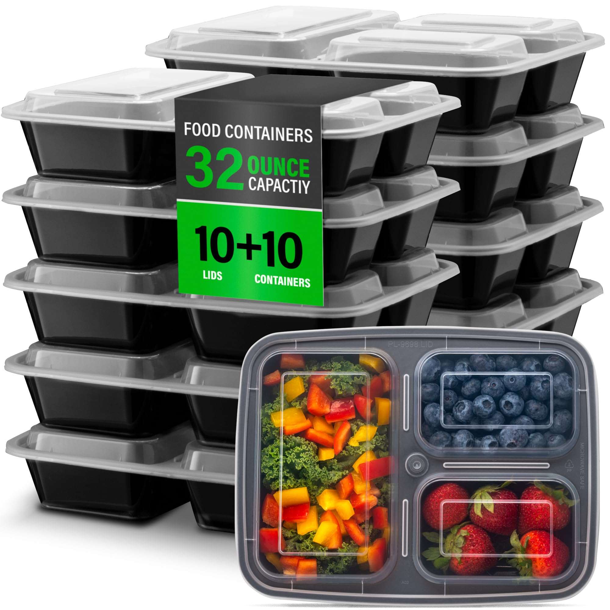 Ez Prepa - 10 Pack Bento Box Meal Prep Containers