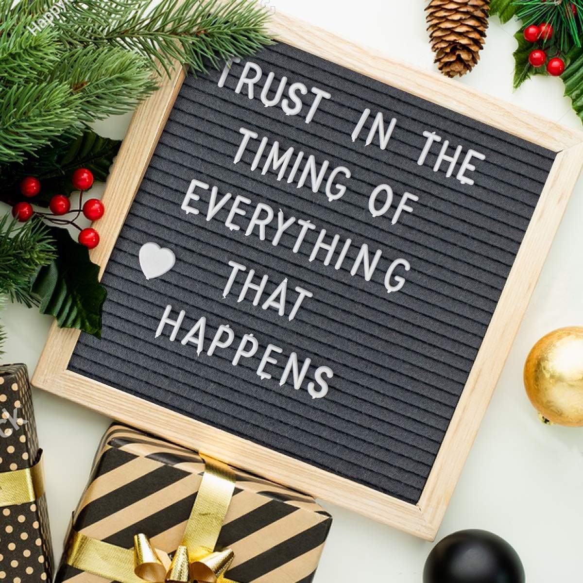 Double Sided Felt Letter Board with Letters - 10" x 10" Rustic Wood Frame Message Board with Changeable Letter Boards Include Pre-Cut 889 White Plastic Letters : Office Products