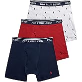 POLO RALPH LAUREN Men's Classic Fit Cotton Boxer Briefs, Trunks & Long Leg Available, 3-Pack