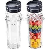 Replacement16oz Blender Cup for Ninja,Single Serve Blender Cup With Lids Set For BL770 BL780 BL660 BL740 BL810 Nutri Ninja Series Blenders (2-pack)
