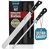 Cutluxe BBQ Knife Carving Set – 12" Brisket Knife & 10" Honing Rod, Butcher Knife Set for Meat Cutting – Ultra Sharp German Steel, Ergonomic Pakkawood Handles – Artisan Series