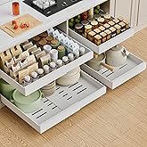PAKETA 4 Pack Expandable Pull Out Cabinet Organizer, 21'' Deep Pull Out Drawers for Cabinets,Upgrade 3 Slide Rails Sliding Dr