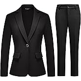 TRONSTORE Women's 2 Piece Outfits Business Formal Blazer Pant Suits for Women Solid Slightly Shiny