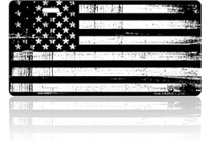 RTINRAN Vintage American Flag License Plate Black White USA Flag License Plate Funny for Car Decoration Vanity Tag Stainless Steel License Plate Frame Fits Any Standard Us Holder 6.2x12.2 for Women Men