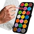 Vibrant Portable Watercolor Paint Set with Paintbrush. Fun and Colorful 21 Large Cake Palette, Medium and Bright Colors, Smooth Blending, Great for Artists and Beginners, On-the-Go Multi-Color Set