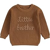 Big Brother Little Brother Matching Sweaters Baby Boy Letter Embroidery Crew Neck Long Sleeve Knitted Pullovers