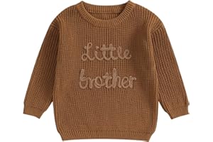 NOKPSEDCB Big Brother Little Brother Matching Sweaters Baby Boy Letter Embroidery Crew Neck Long Sleeve Knitted Pullovers