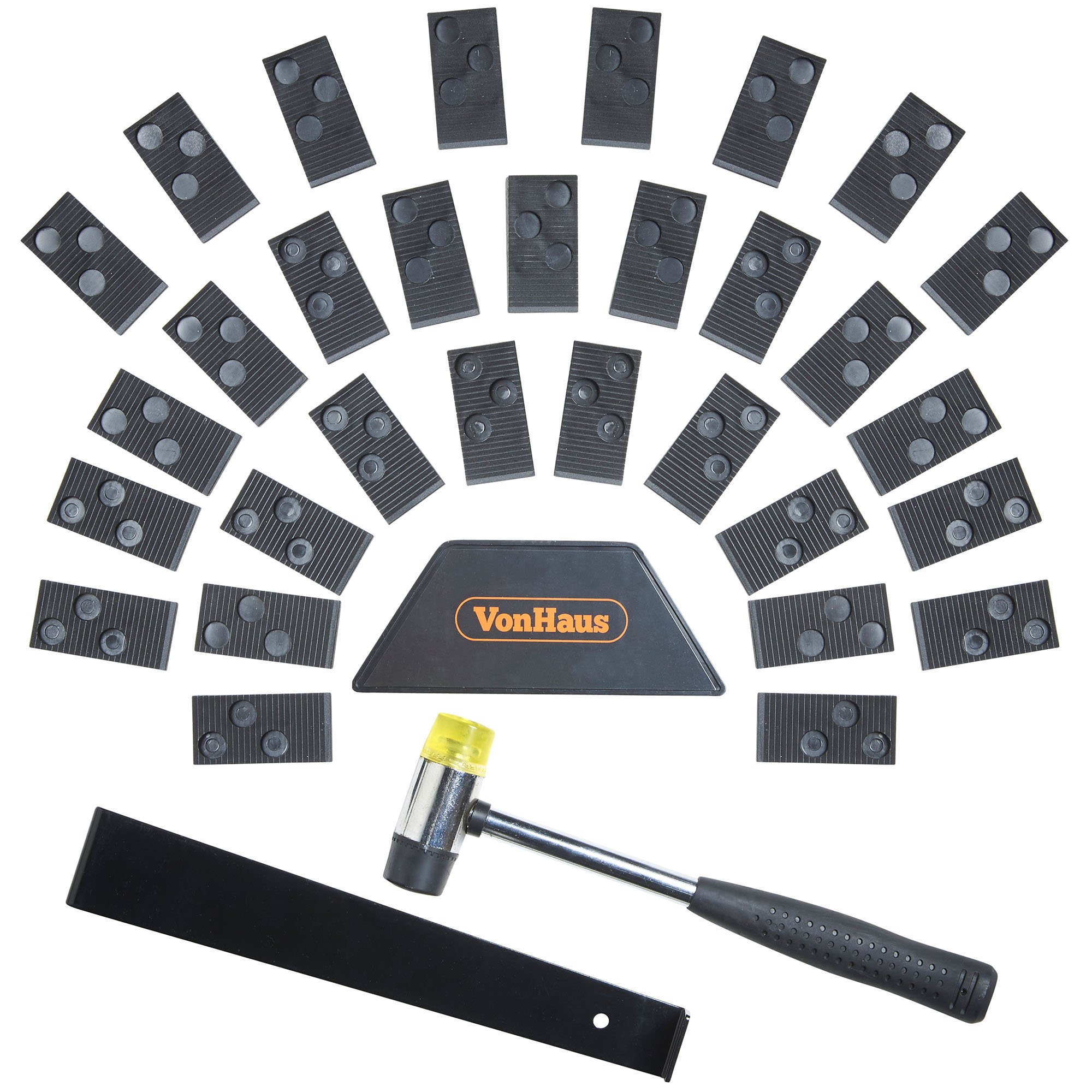 VonHaus Laminate Flooring Tools - Flooring Kit with 30 Floor Spacers, Mallet, Wedge and Bar – Laminate Floor Fitting Kit, Easy to Use and Suitable for Domestic Purposes