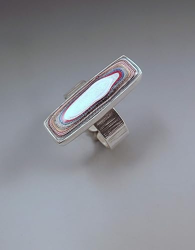 Amazon Com Fordite Ring Detroit Agate Silver Streak Michigan Made Hammered Sterling Silver Fordite Silver Ring Handmade