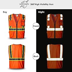SKSAFETY 10 Pockets Safety Vest, Class 2 High