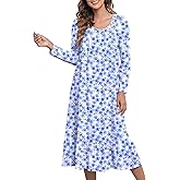 IZZY + TOBY Nightgowns for Women Long Sleeve Soft Cotton Sleepwear night gown