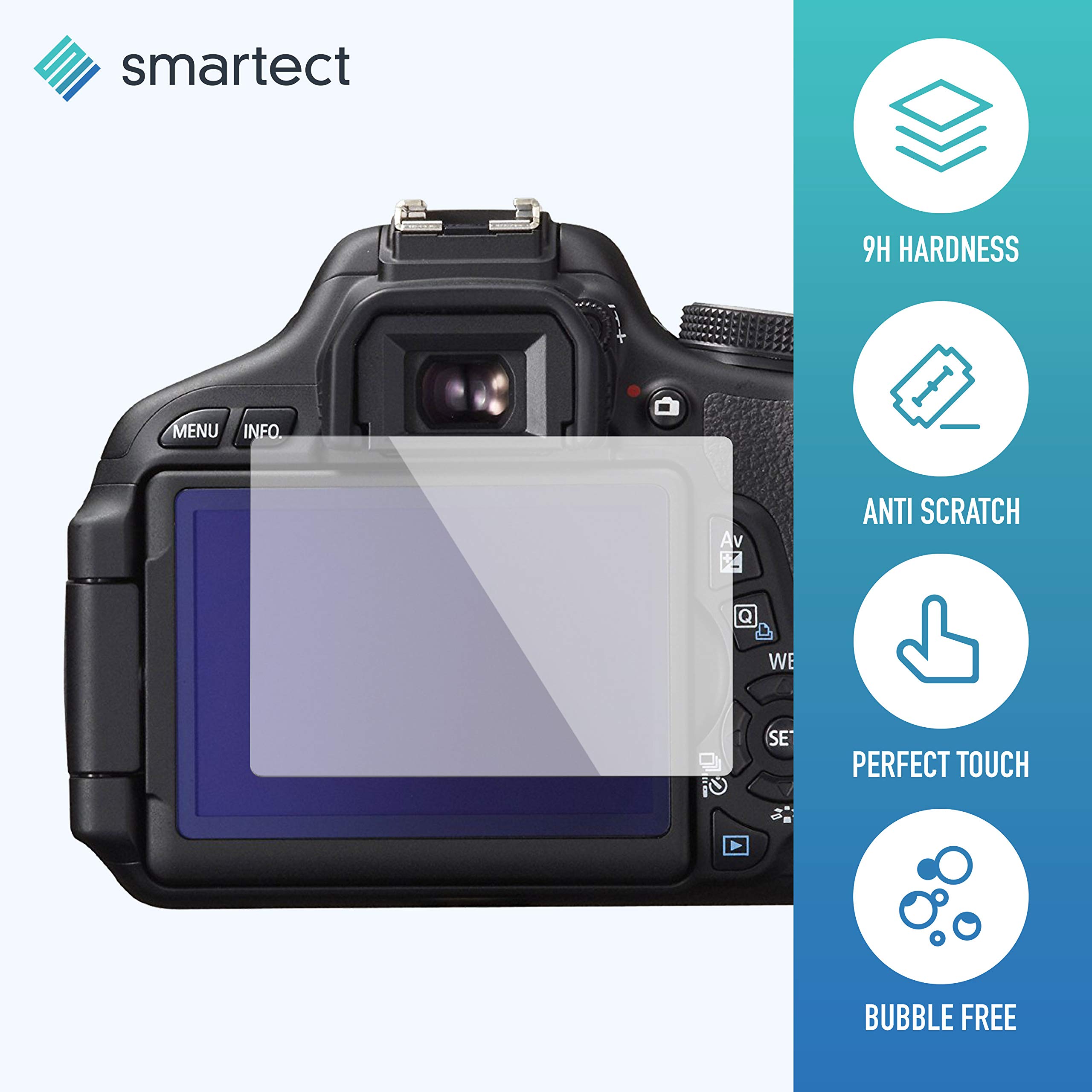 2x Pellicola in Vetro Temperato per Canon EOS 600D di smartect® | Tempered Glass Screen Protector Ultra-Sottile 0,3mm | Pellicola Protettiva con Durezza 9H