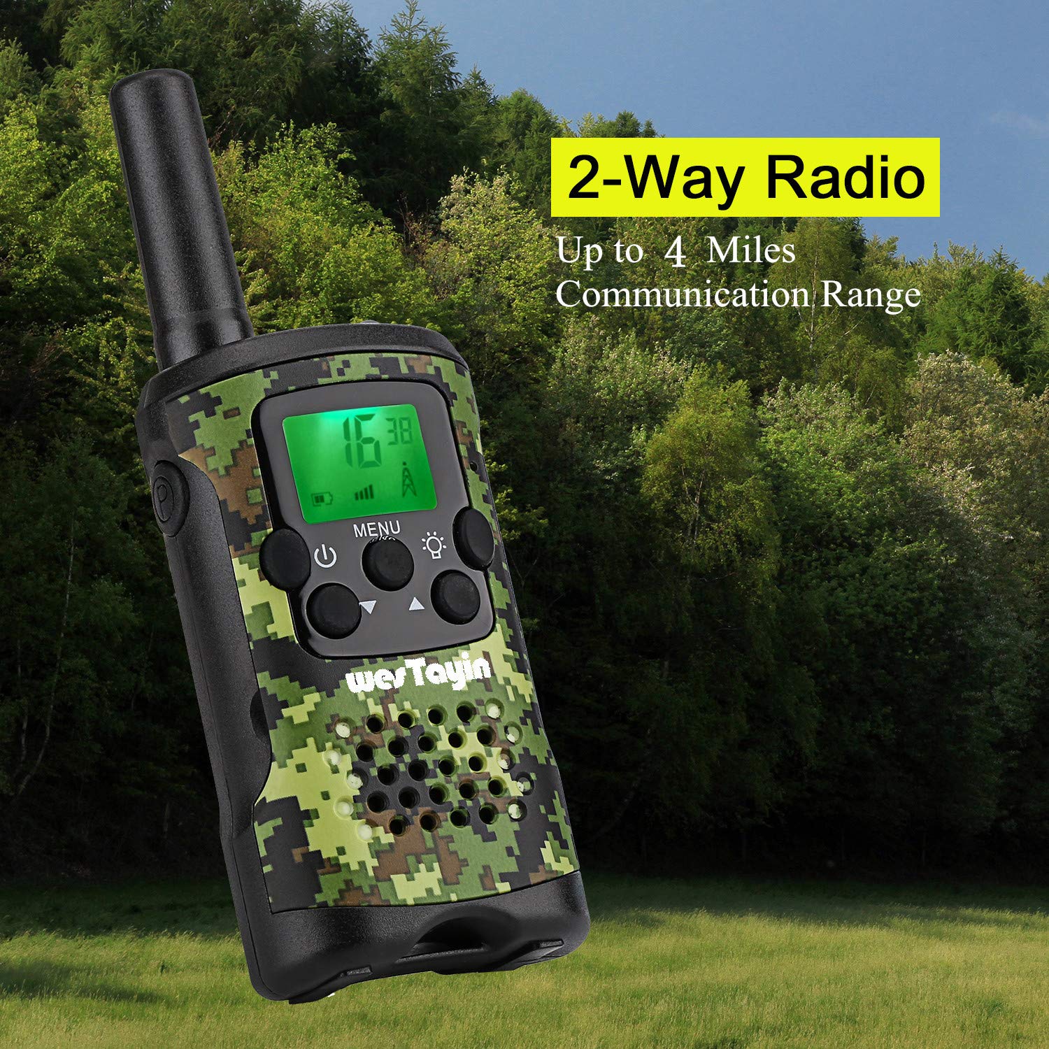 2 Pack Walkie Talkies for Adults 22 Channels with Crystal Sound Green