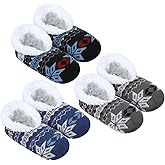 Croloose 3 Pairs Slipper Socks for Men Fluffy Sherpa Lined House Slippers Socks Non Slip Gripper Slippers for Indoor Winter Cozy Gifts