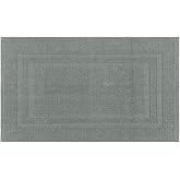 Mrs Awesome Soft 100% Cotton Bath Mat with Hot-melt Non-Slip Backing, 20" x 32" Comfortable & Absorbent Washable Textured Woven Rug for Bathroom, Gray