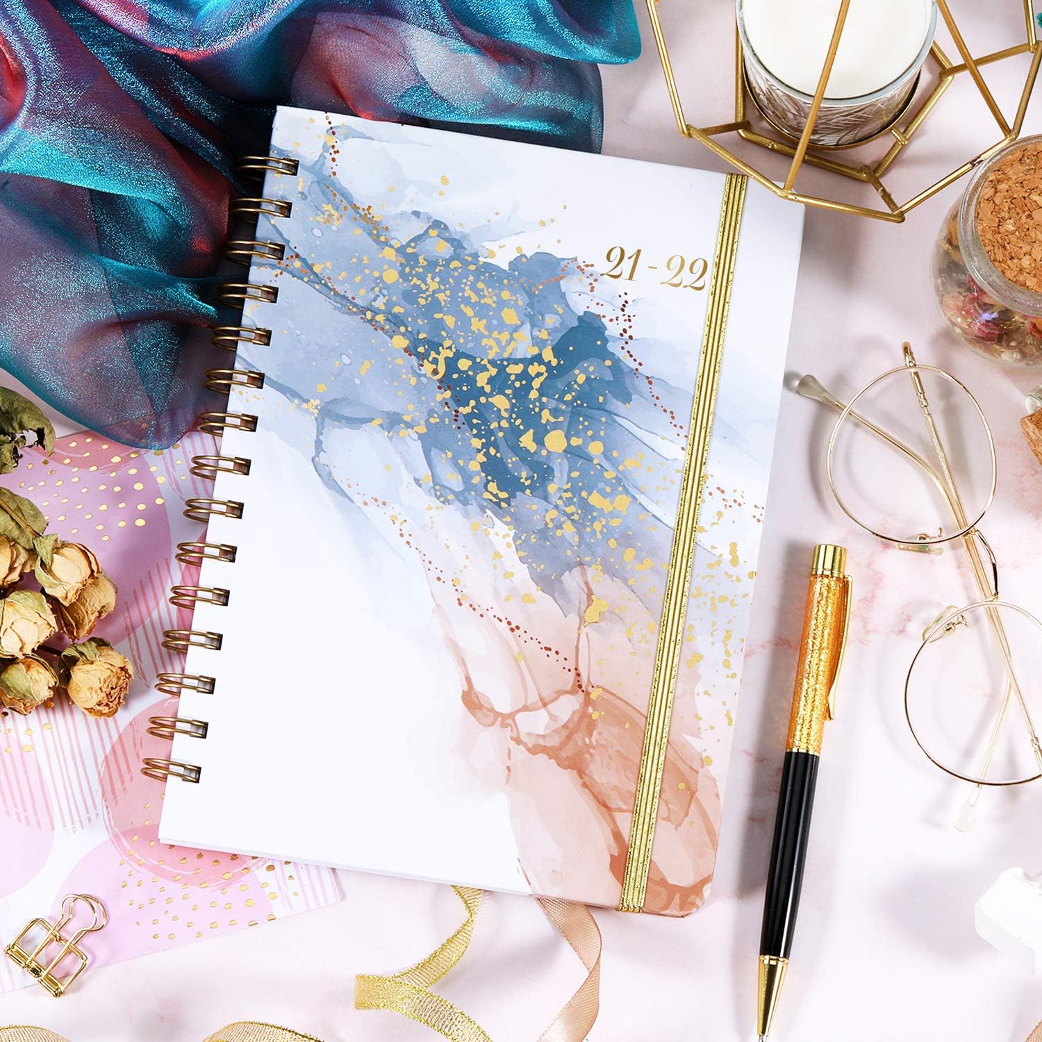 2021-2022 Planner – Academic Planner 2021-2022 from July 2021 - June 2022, Monthly planner, 6.4"x 8.5", Flexible Cover Planner with Elastic Closure, Coated Tabs, Inner Pocket : Office Products