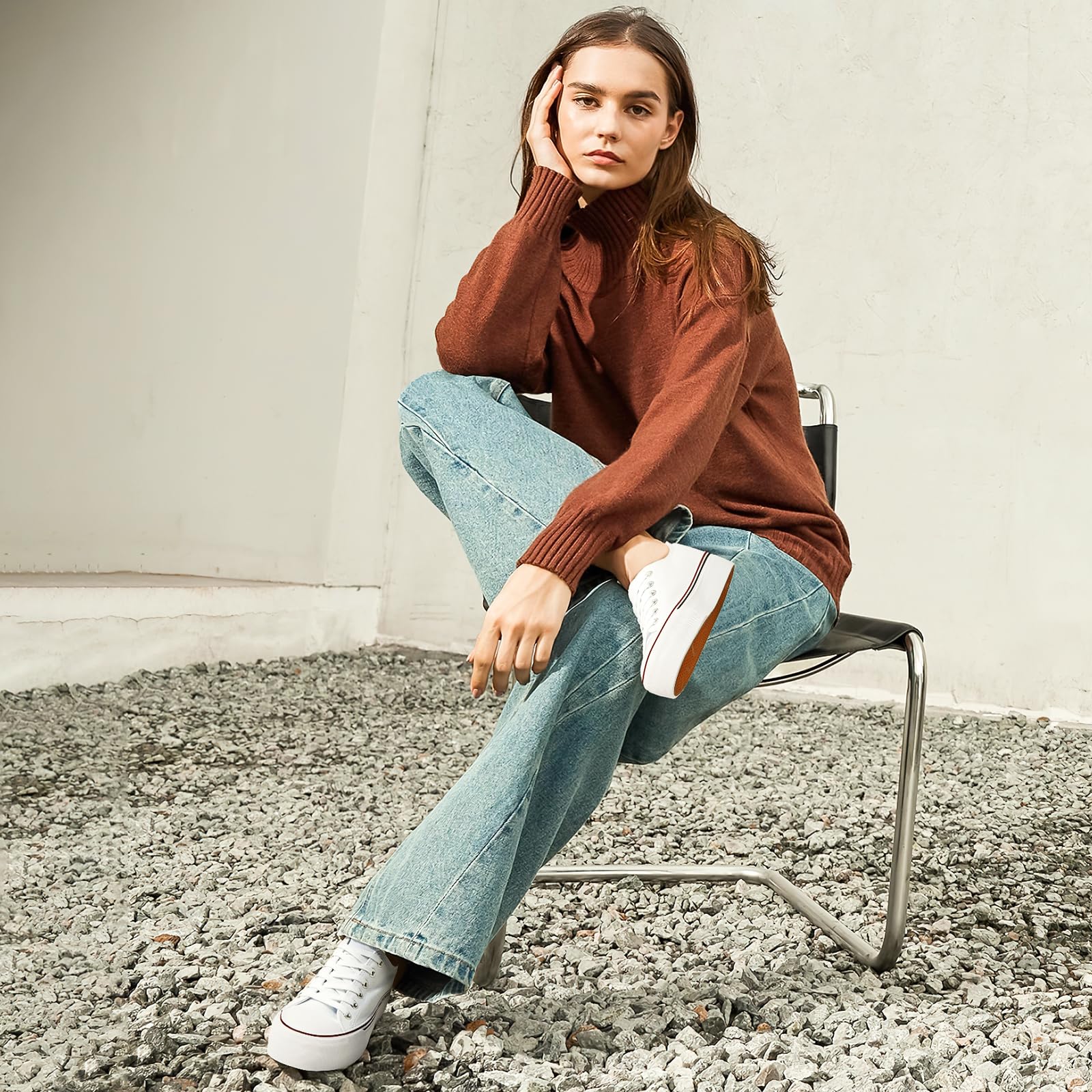 hash bubbie Platform Sneakers for Women White Platform Shoes Low Top Tennis Shoes Non Slip Black Fashion Canvas Sneakers