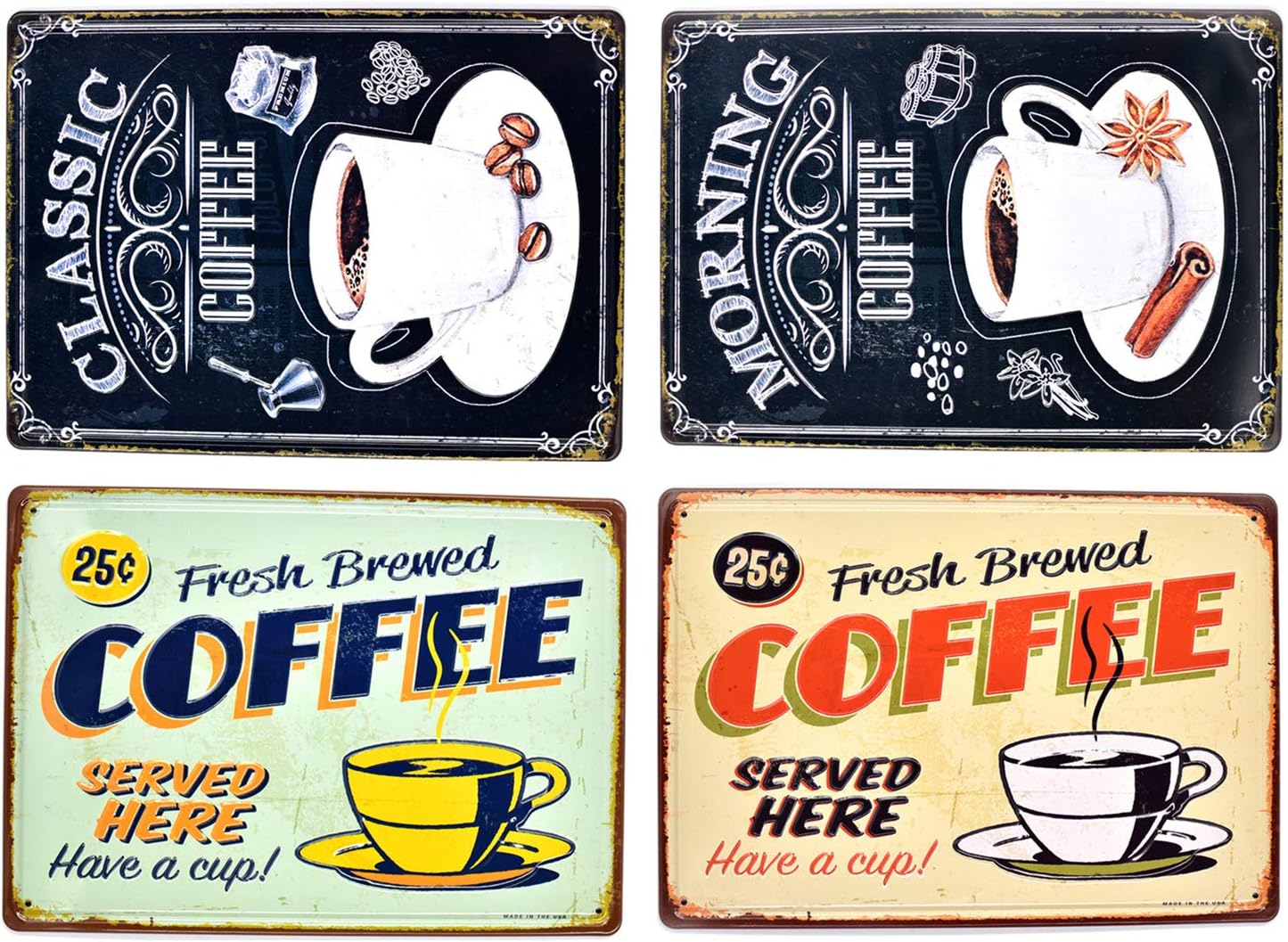 Retro Embossed Metal Tin Signs Bar Pub Home Decorative Plates Coffee Wall Sticker Advertising Iron Painting 3020cm 4Pcs