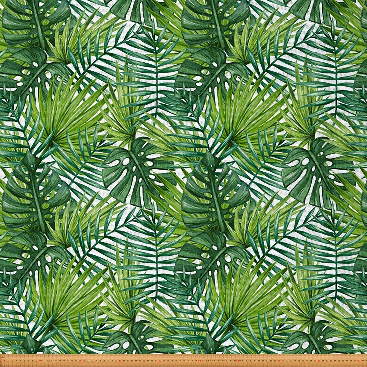 Tropical Fabric by The Yard,Palm Leaf Fabric,Summer Palm Tree Leaves Fabric,DIY Fabric,Indoor Outdoor Fabric,1 Yard,(L92*W150cm) Green White