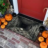 EDGZKO Halloween 3D Illusion Skull Door Mat 2x3, Gothic Horror Floor Mat | Spooky Non Slip Low Pile Halloween Welcome Door Rug, Gothic Home Parties Decor for Outdoor Entryway Bedroom