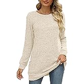 Auremore Sweaters for Women Long Sleeve Crewneck Sweatshirt Loose Casual Tunic Tops