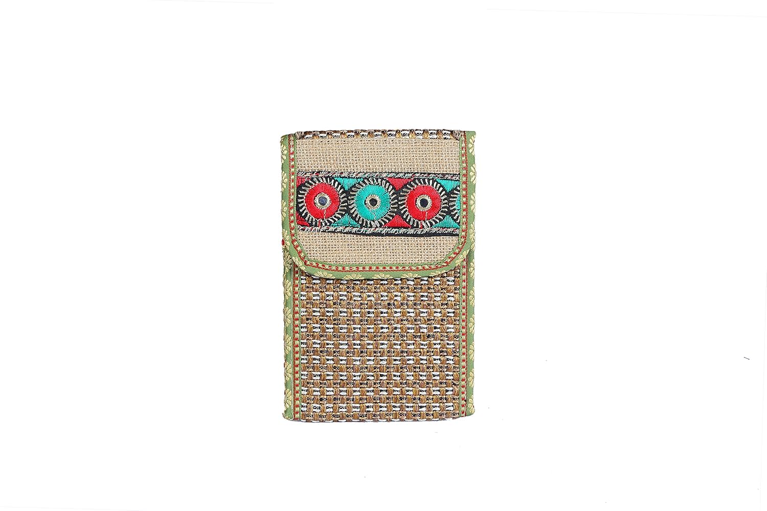 csm girl's jute mobile pouches (multicolour) - pack of 2