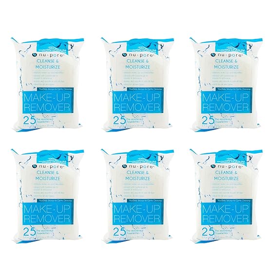 Nu Pore Cleansing And Moisturizing Makeup Remover Wet 25 Towelettes Pack Of 6 Beauty Amazon Com