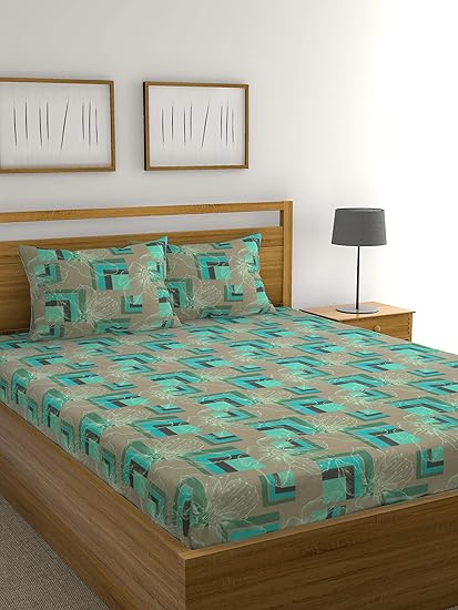 Raymond Home Exclusive 104 TC Cotton Double Bedsheet with 2 Pillow Covers - Multicolour