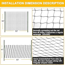 BSTPCOO Nylon Bird Netting 50'x50' with 2.4" Square